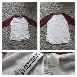 Maroon and heather grey baseball Tee